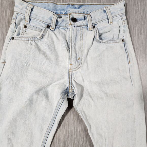Levi's Orange Tab Slim Leg Light Wash Jeans Frayed Hem Womens Size 24 - Picture 3 of 13